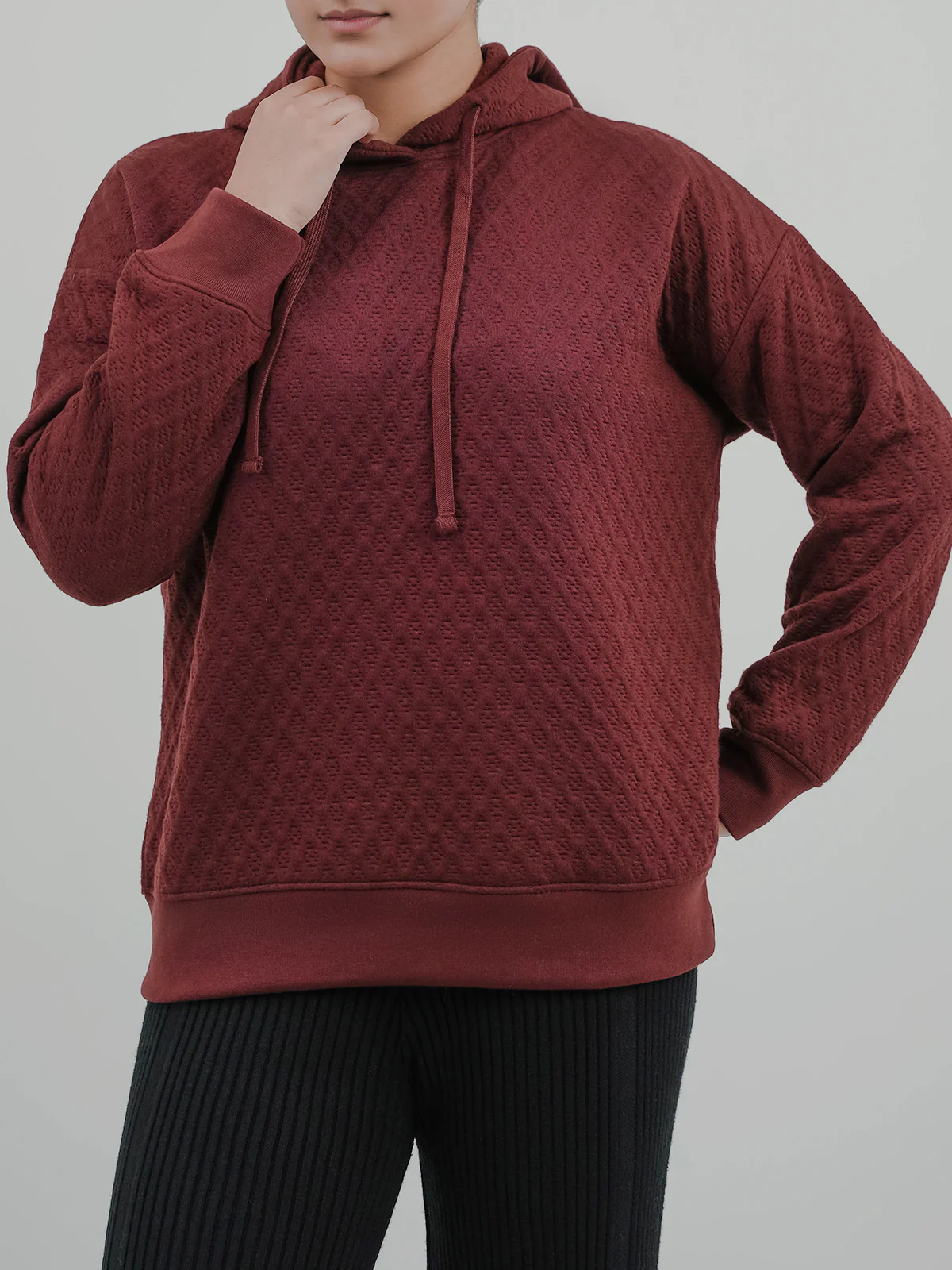 "YAPANY" Comfort Textured Fleece Hoodie - Image 3