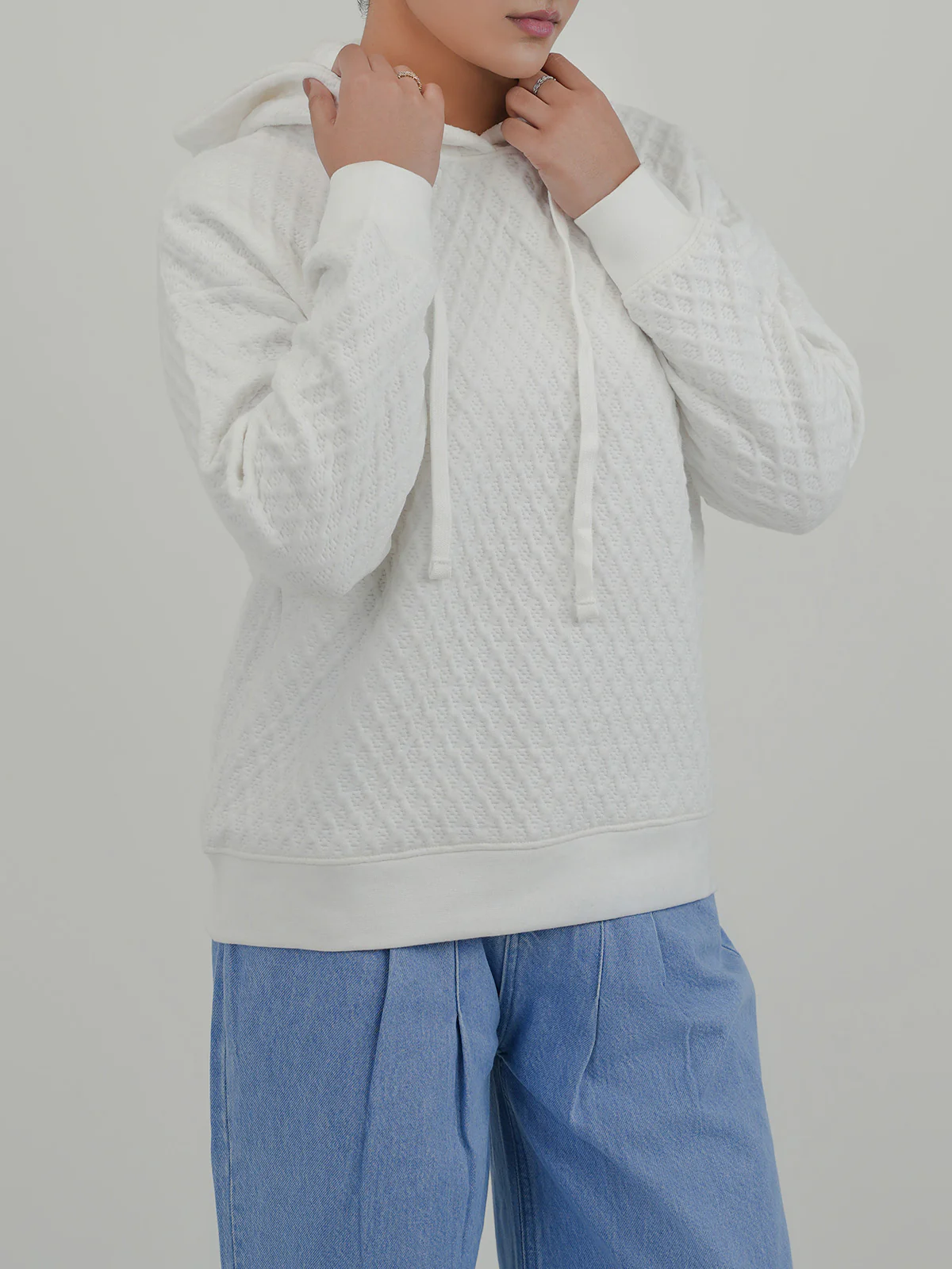 "YAPANY" Comfort Textured Fleece Hoodie - Image 4