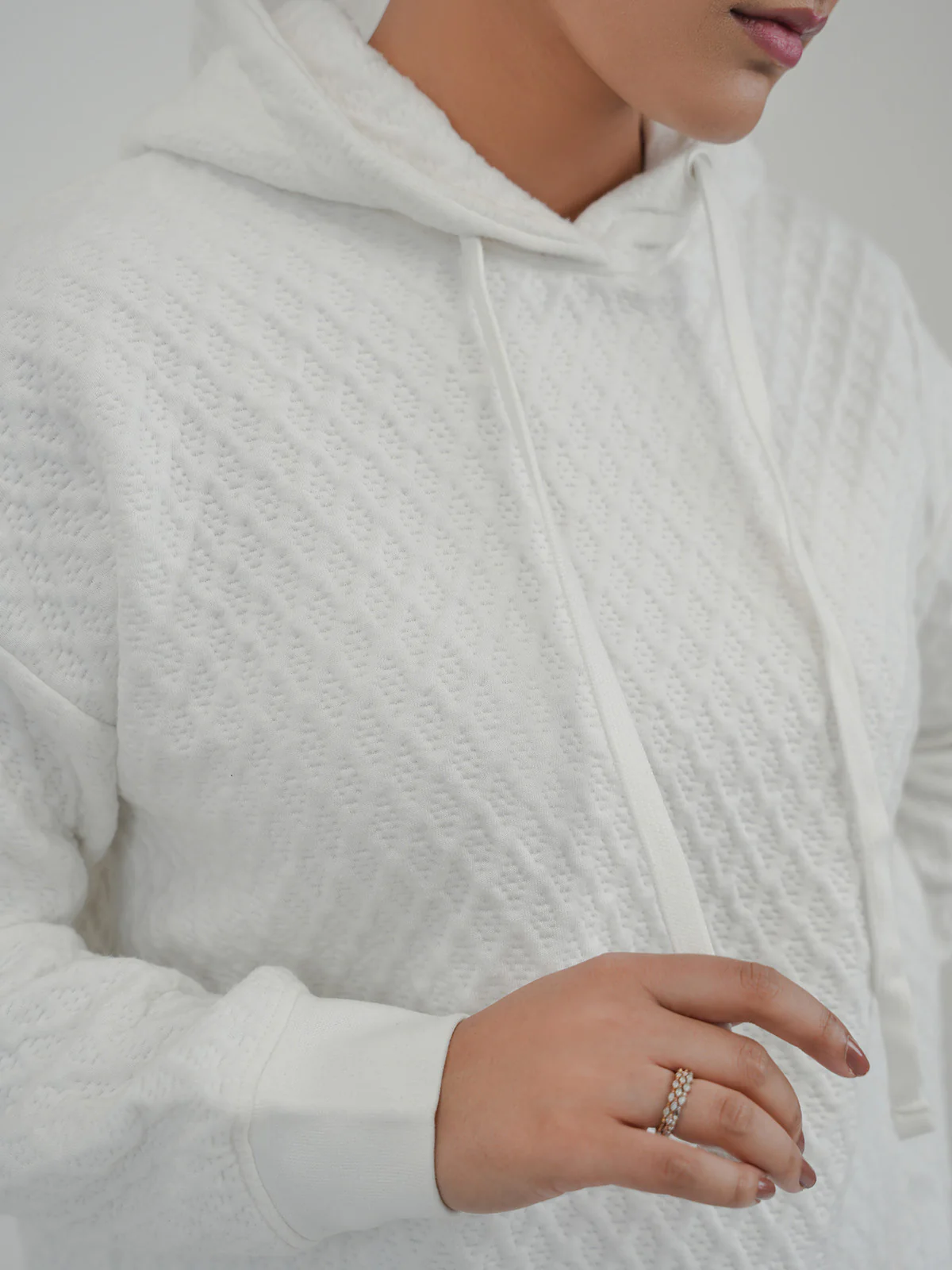 "YAPANY" Comfort Textured Fleece Hoodie - Image 5
