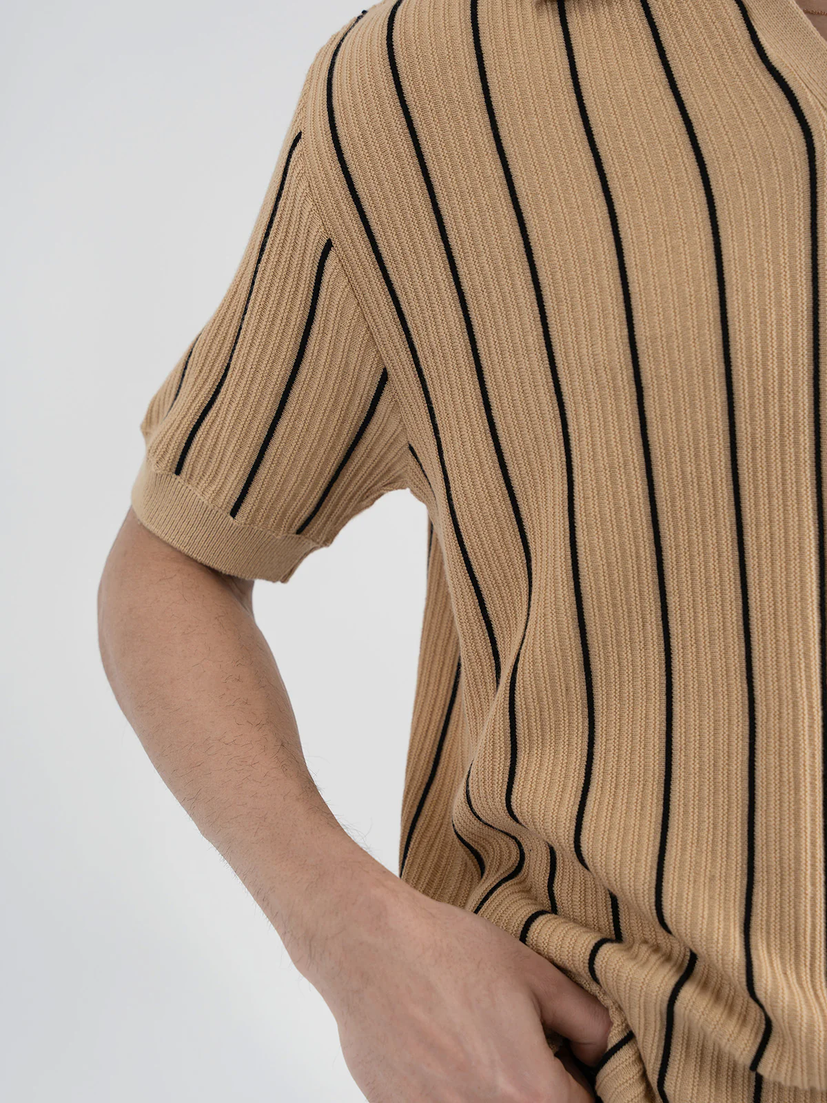 "ZARIAH" Regular Fit Knitted Polo Shirt - Image 7