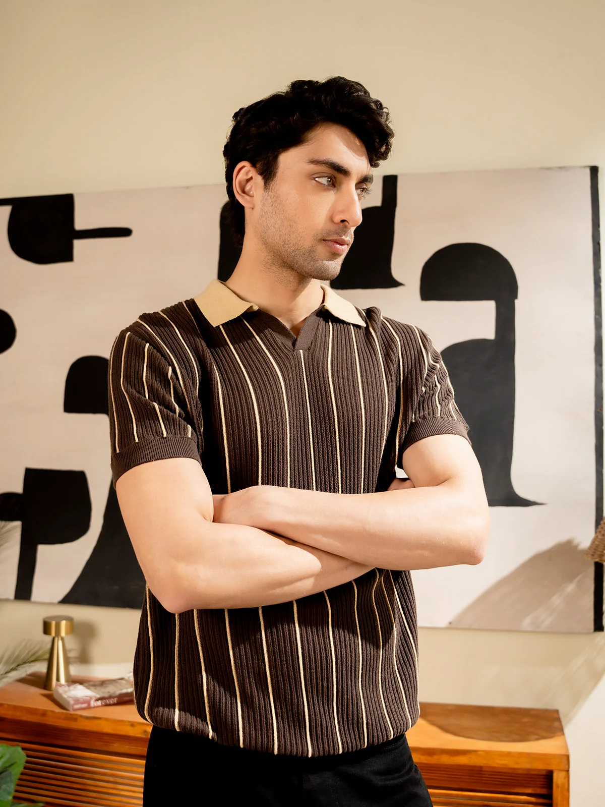 "ZARIAH" Regular Fit Knitted Polo Shirt - Image 3
