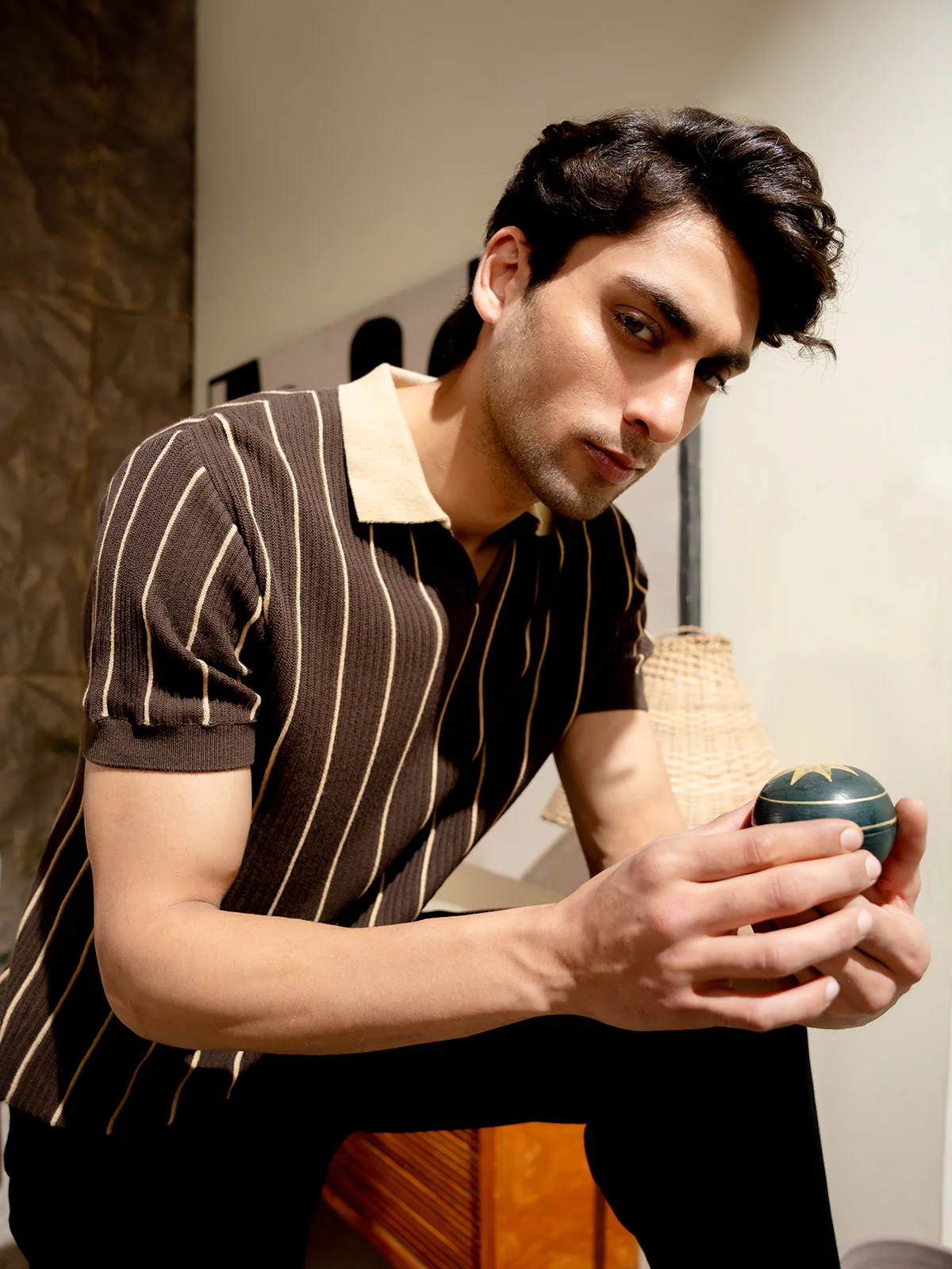 "ZARIAH" Regular Fit Knitted Polo Shirt - Image 4