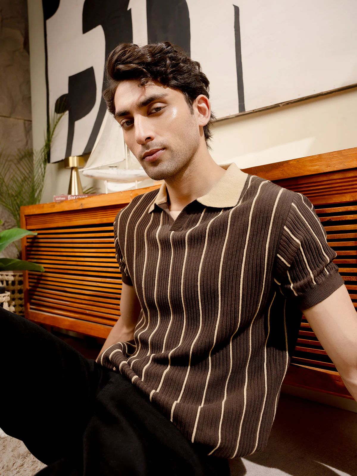 "ZARIAH" Regular Fit Knitted Polo Shirt - Image 5