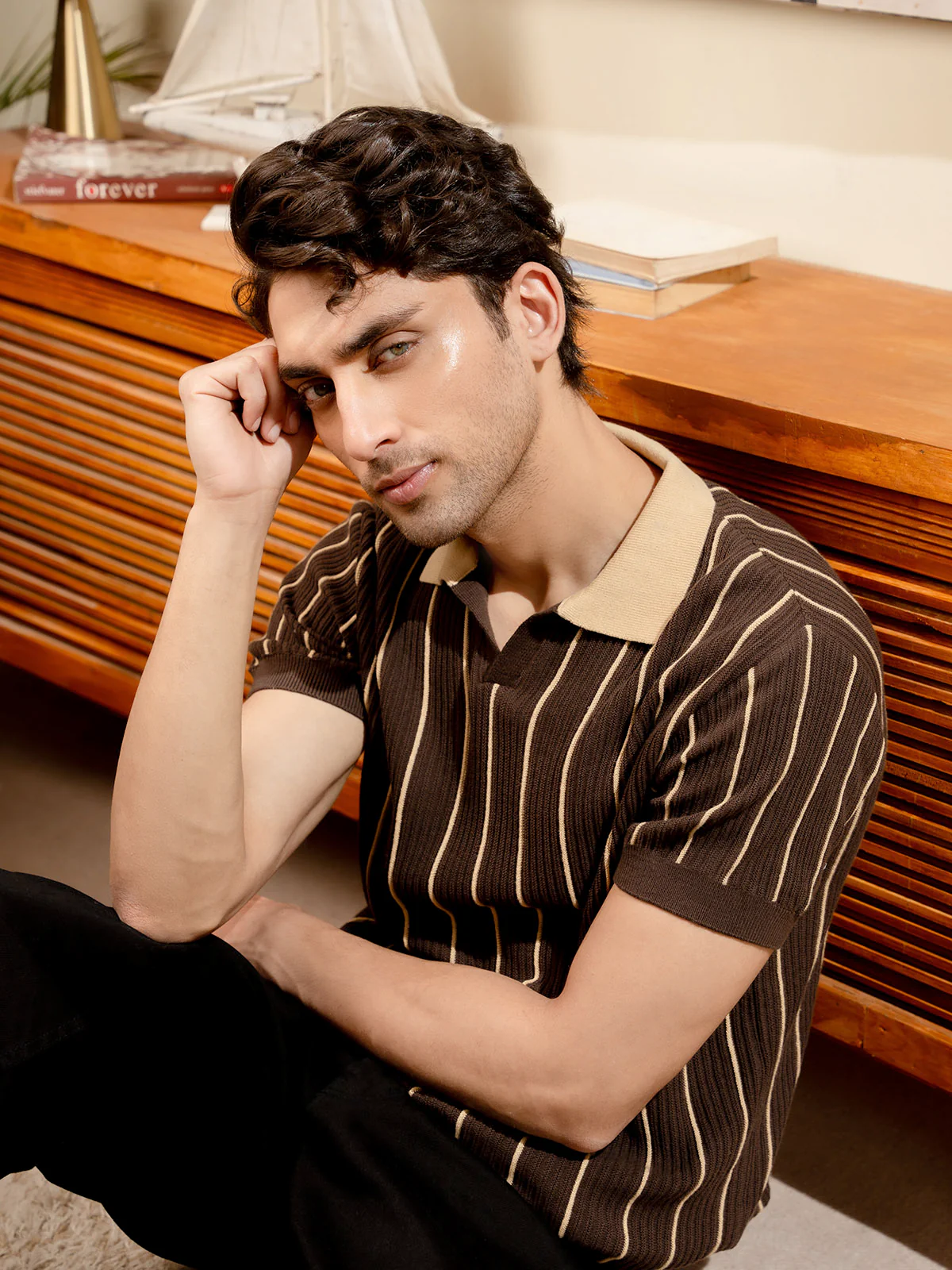 "ZARIAH" Regular Fit Knitted Polo Shirt - Image 6